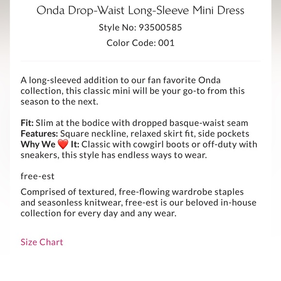 Free People Black Onda Drop Waist Long Sleeve mini Dress - Picture 4 of 6